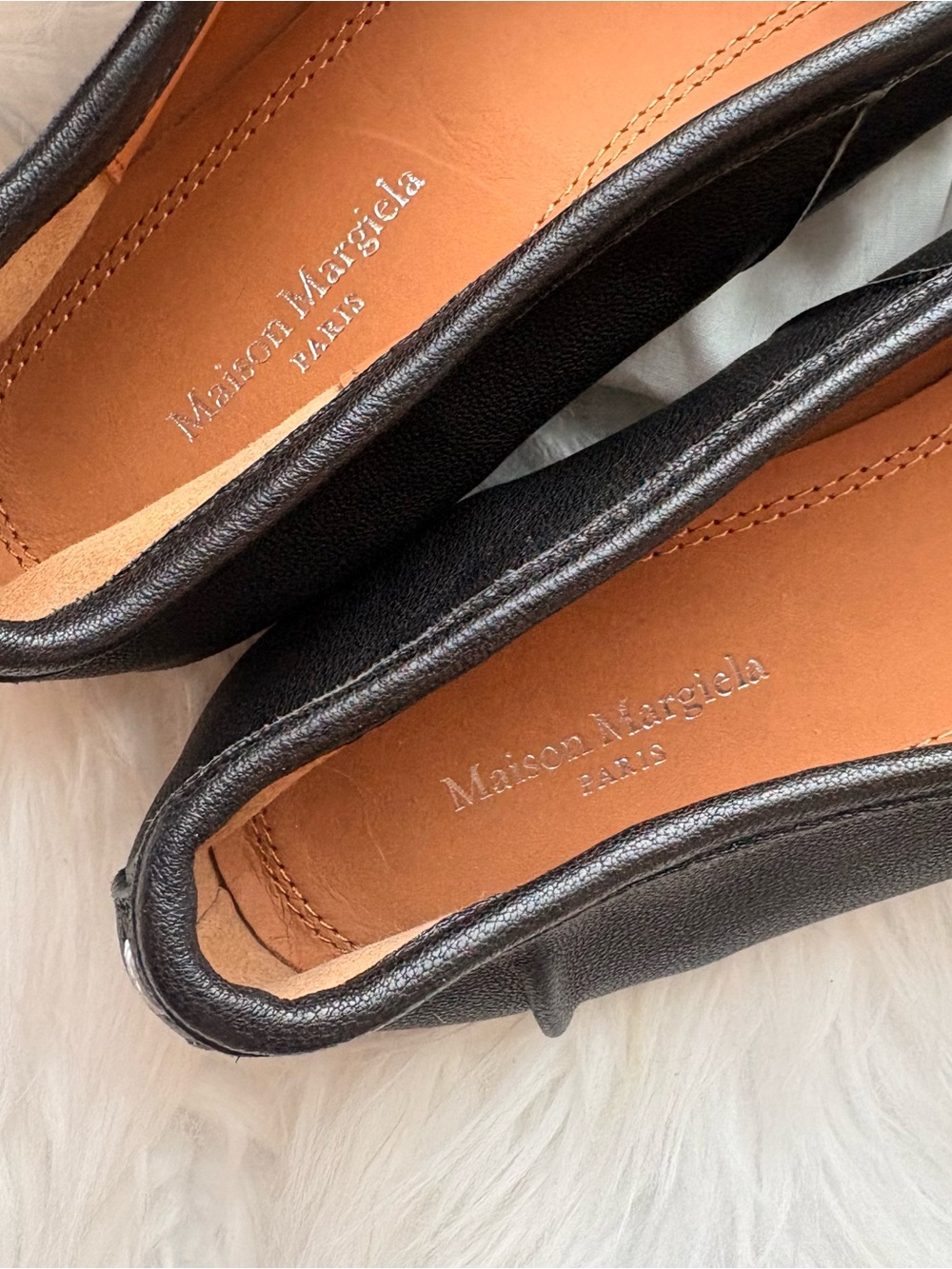 Maison Margiela Black Leather Ballet Tabi Flats - Picture 3 of 7